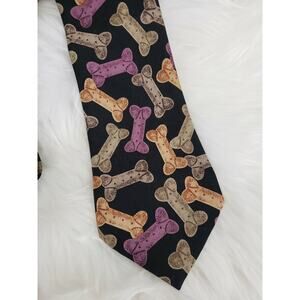 Vintage DOG TREAT Biscuit bone mens‎ necktie zoo vet adopt foster humane society